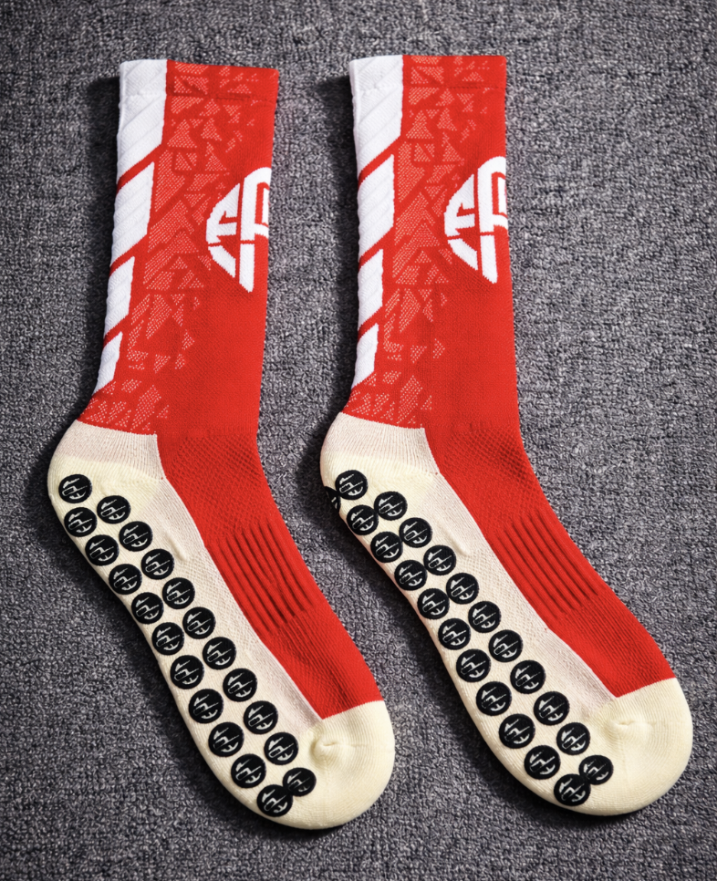 The FPT Official Red/White High Performance Grip Socks